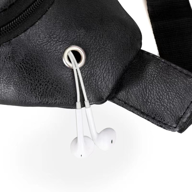 Preto PU Material Simples Retro Moda Masculina Crossbody Bag Sling Bag