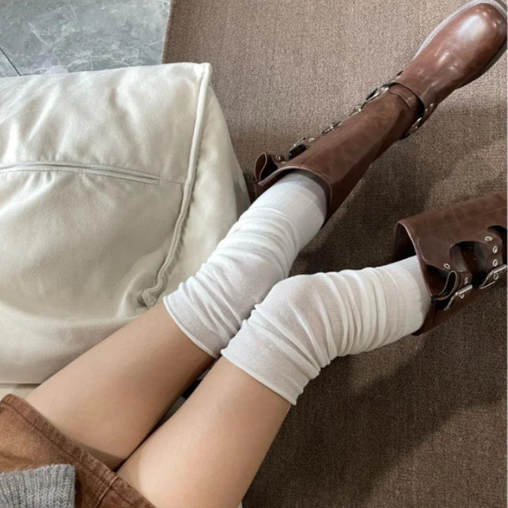1/2 pares meias femininas inverno estilo preppy joelho meias altas feminino algodão macio malha meia jk cor sólida meias longas