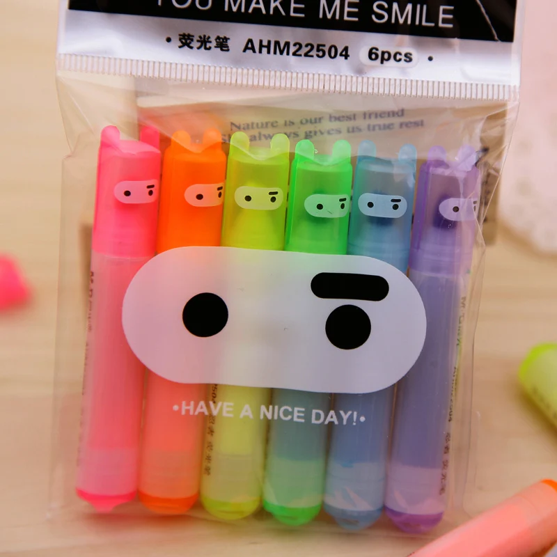 6 Cái/bộ Thỏ Mini Huỳnh Quang Bút Dạ Quang Kawaii Phấn Bút Bút Văn Phòng Phẩm Chất Liệu Escolar Papelaria Trường Supplie
