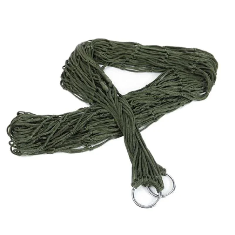 Portable Camping Hammock, Nylon Net Hanging Bed for Outdoor Garden Beach Travel with Rope