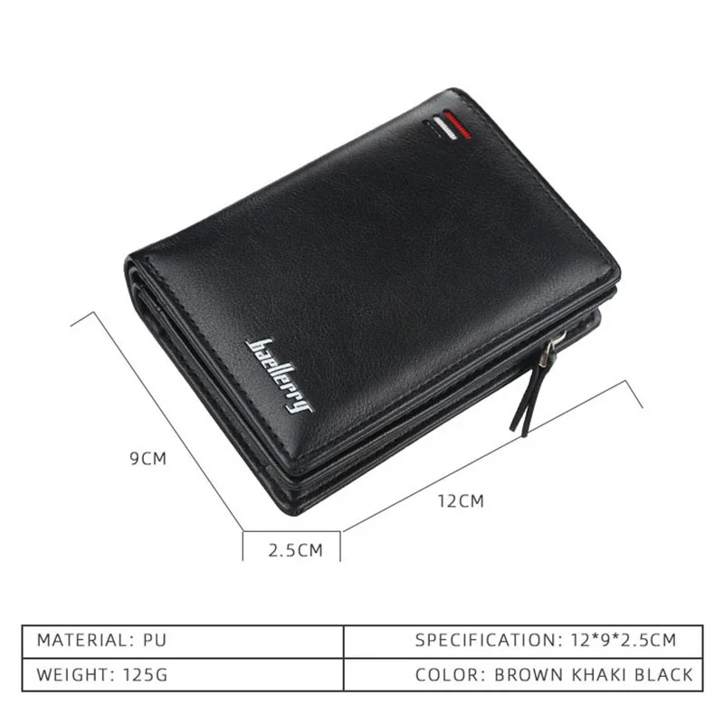 2025 New PU Leather Men Wallet High Quality Zipper Short Desigh Card Holder Money Clip Male Purse Vintage Coin Men Bifold Wallet