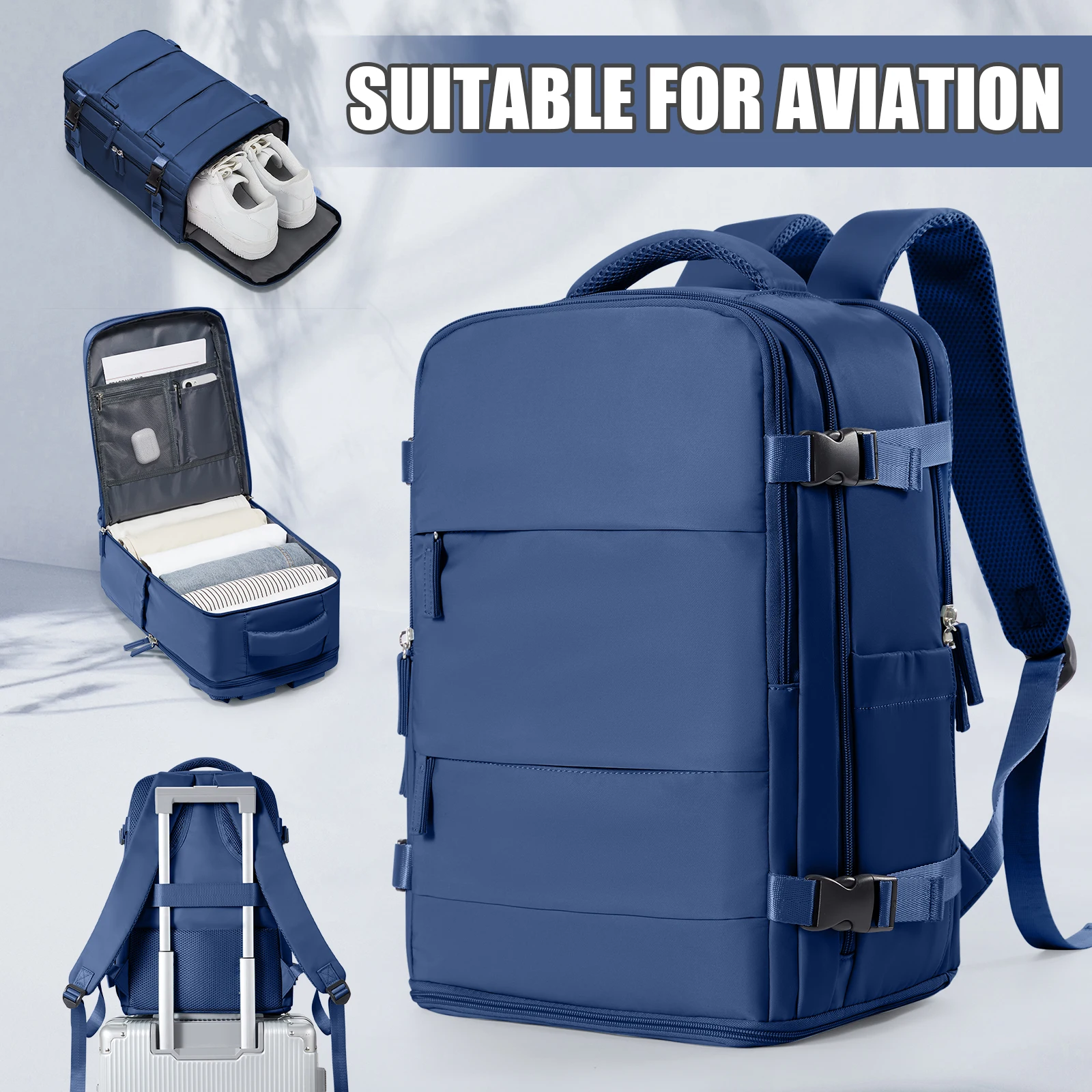 Mochila de viaje para mujeres y hombres, mochila Ryanair 40x20x25, equipaje de avión de cabina, mochila EasyJet 45x36x20, bolsa para ordenador portátil de negocios