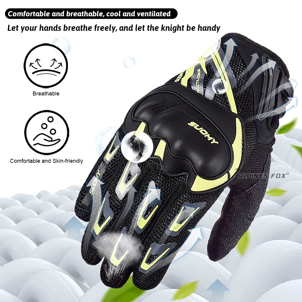 Suomy Motorradhandschuhe Sommer Mesh Atmungsaktive Moto Handschuhe Männer Frauen Touchscreen Motocross Handschuhe Touchscreen Radfahren Handschuhe