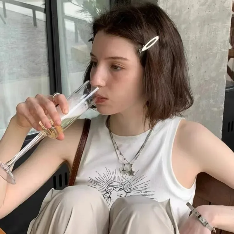 24 pz/set Y2K Fermagli per capelli in metallo argento per donne e ragazze Accessori per capelli stella Stili multipli Forcine a becco d'anatra senza soluzione di continuità