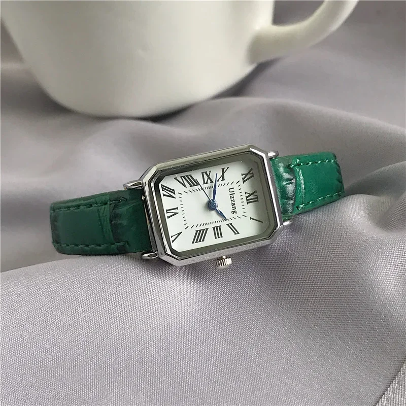 Relojes De cuarzo con esfera romana Retro informales, Reloj De pulsera con correa De cuero rectangular para Mujer, Reloj De moda para Mujer