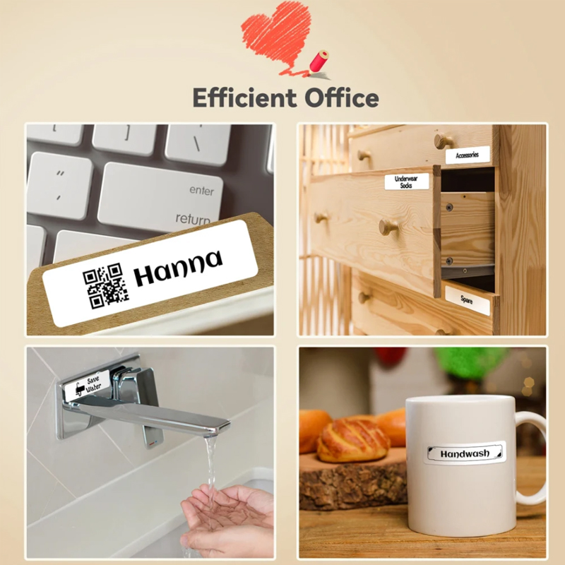 1Roll  Bluetooth Label Printer Thermal Label Maker for MarkeID P15/P12 Phomemo D30 with Adhesive Label Tape Home Office Use