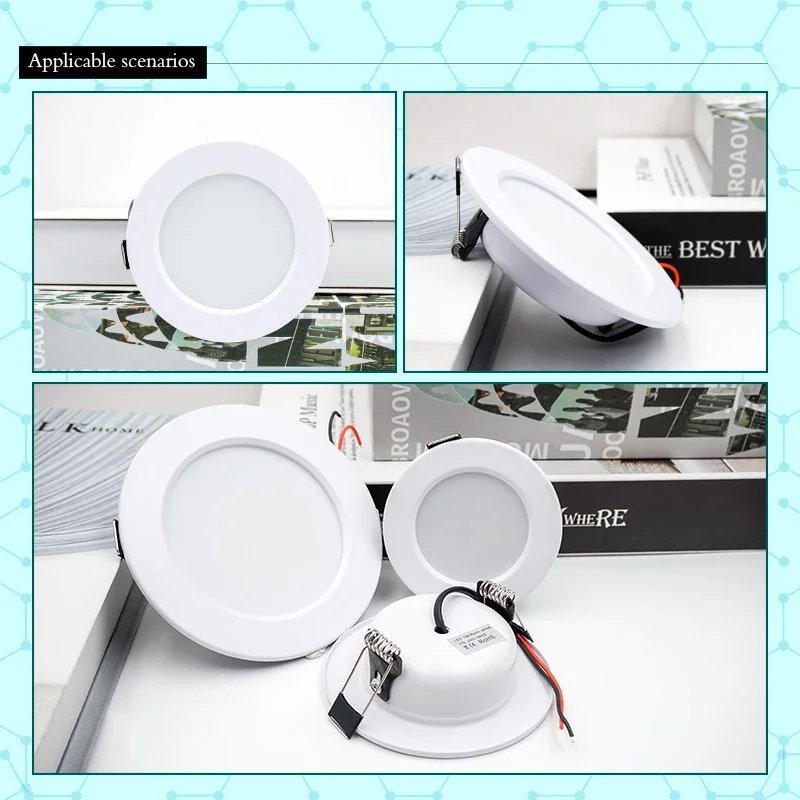 LED ダウンライト 5 ワット 9 ワット 12 ワット 15 ワット 18 ワットホワイトボディラウンド Led シーリングライト DC 12 V 24 V AC 110 V 220 V 寝室キッチン屋内 LED 照明