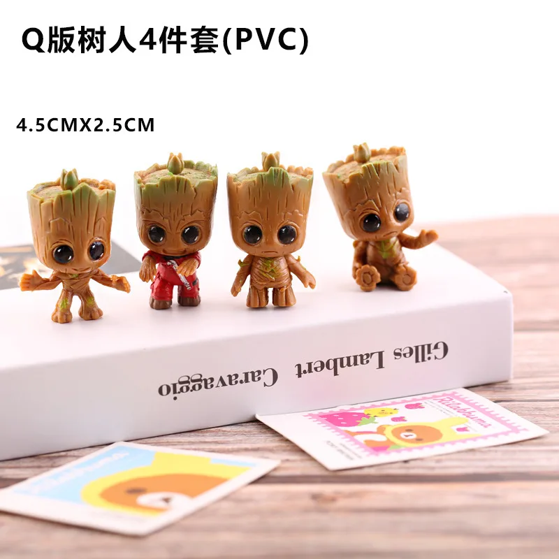 4 ชิ้น/เซ็ต Marvel Guardians of The Galaxy Avengers Tiny groot เด็กน่ารัก Tree Man ของเล่นรูป