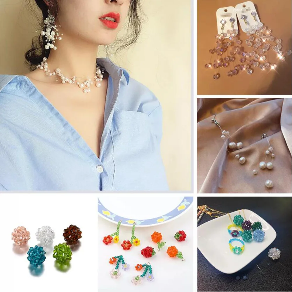 1 ม้วน 0.2-1 มม.คริสตัลโปร่งใสด้ายประดับด้วยลูกปัดไม่ยืด Handmade สําหรับ DIY ต่างหูเครื่องประดับทําอุปกรณ์