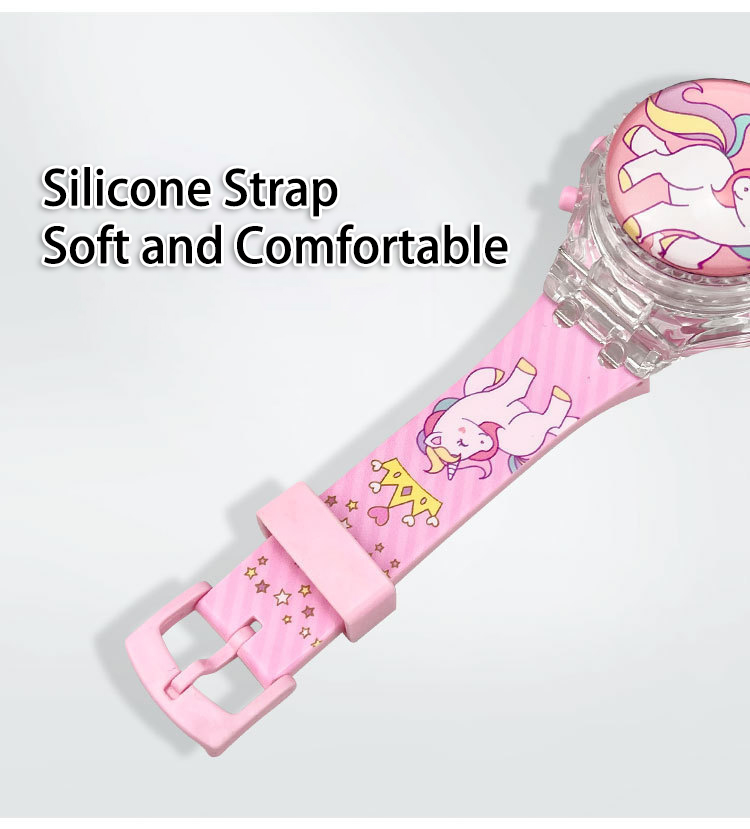 Criativo giroscópio turntable unicórnio crianças relógios para meninas estudantes iluminar relógio luz colorida display eletrônico montre enfant