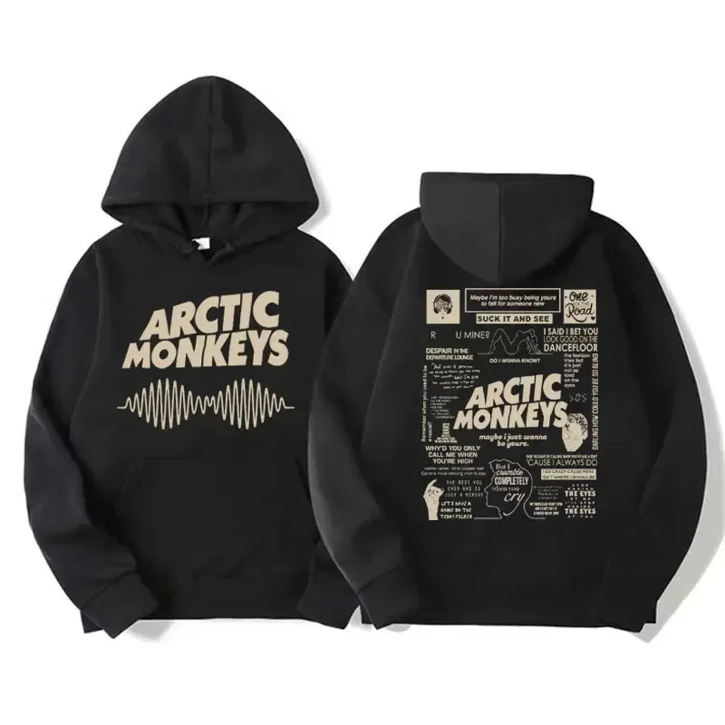 Moletom com capuz retro rock ártico macaco moletom com capuz com álbum de música patternHip Hop grande moletom com capuz retrô