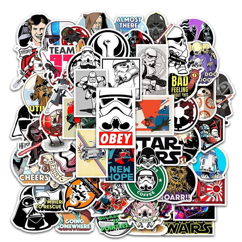 Pegatinas de Star Wars, calcomanías de grafiti de Disney para ordenador portátil, motocicleta, teléfono, coche, calcomanías de vinilo de dibujos animados geniales, pegatina impermeable DIY, juguete para niños