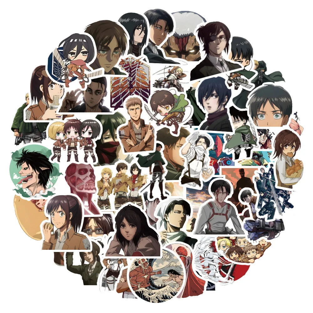 10/30/60 Uds pegatinas de Anime Attack on Titan calcomanía de dibujos animados juguete para niños monopatín motocicleta portátil teléfono bicicleta coche pegatina impermeable