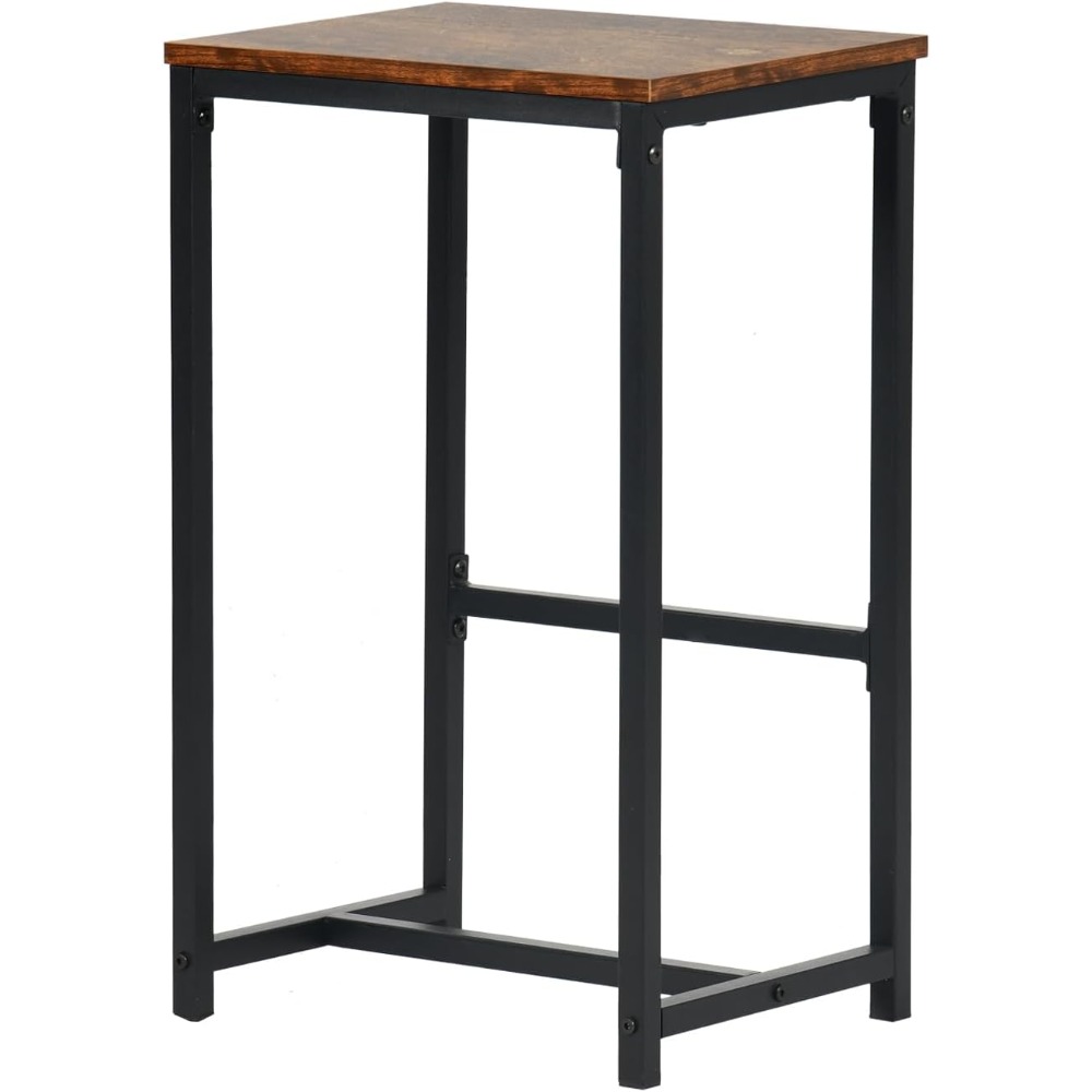 Un juego de 3 barras pequeñas, 1 mostrador de bar + 2 sillas altas, mesa de desayuno con 3 bolsas de almacenamiento, estructura de metal, marrón industrial