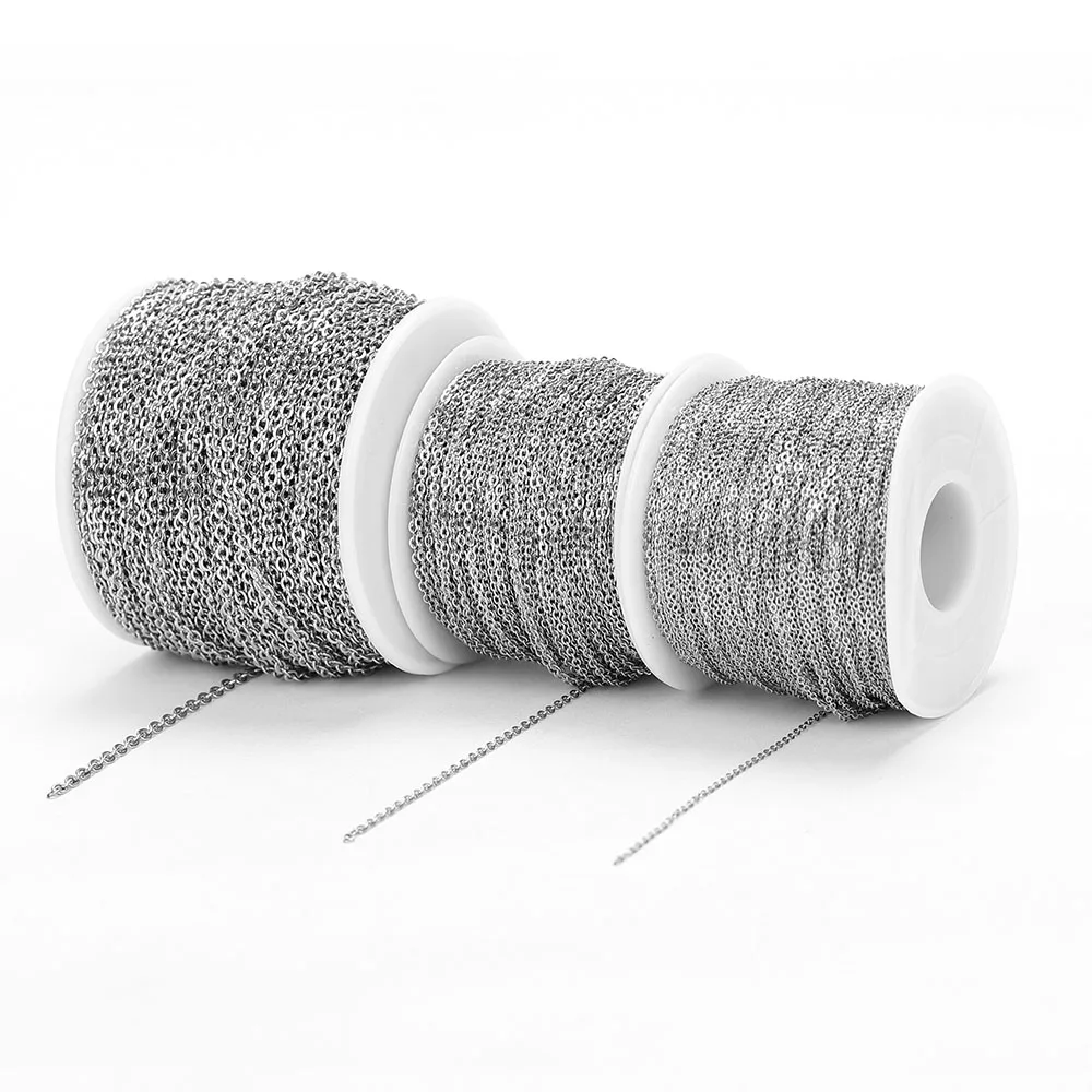 10 metros 1/1.5/2mm correntes cruzadas em forma de O de aço inoxidável para colar pulseiras fazer jóias DIY