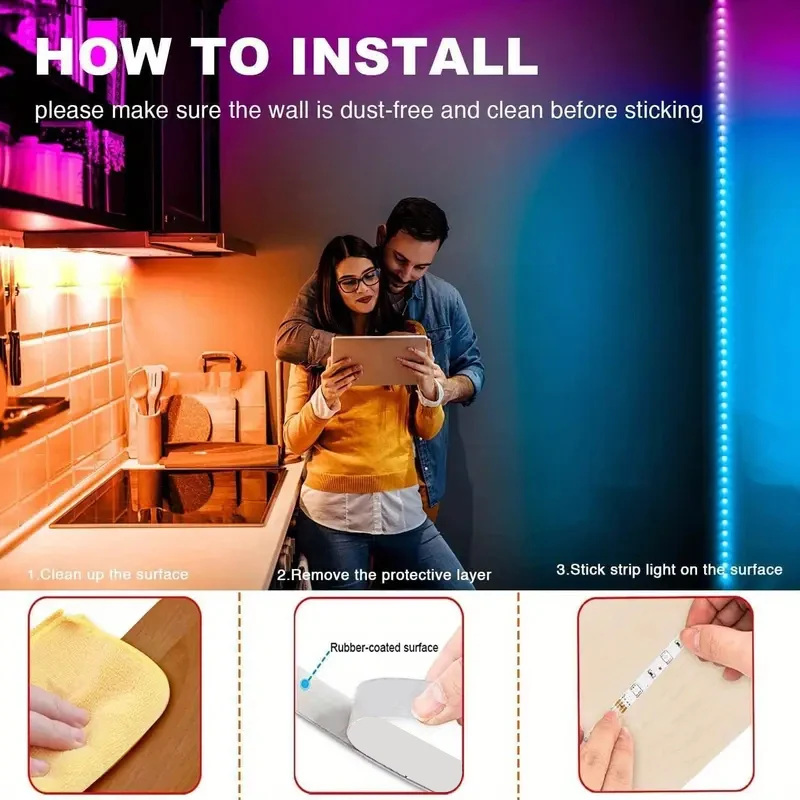 5M-30M 5V TV backlight Led strip light RGB with 44-key remote control and app music sync, color change is suitable for parties