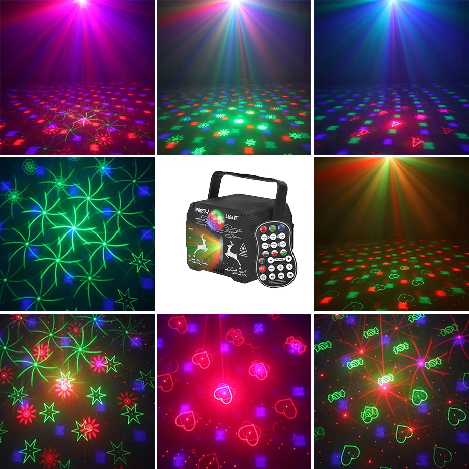 คนต่างด้าว RGB Mini DJ ดิสโก้แสงเลเซอร์โปรเจคเตอร์ USB ชาร์จไฟ LED UV Sound Strobe Stage Effect งานแต่งงาน Xmas Holiday Party โคมไฟ