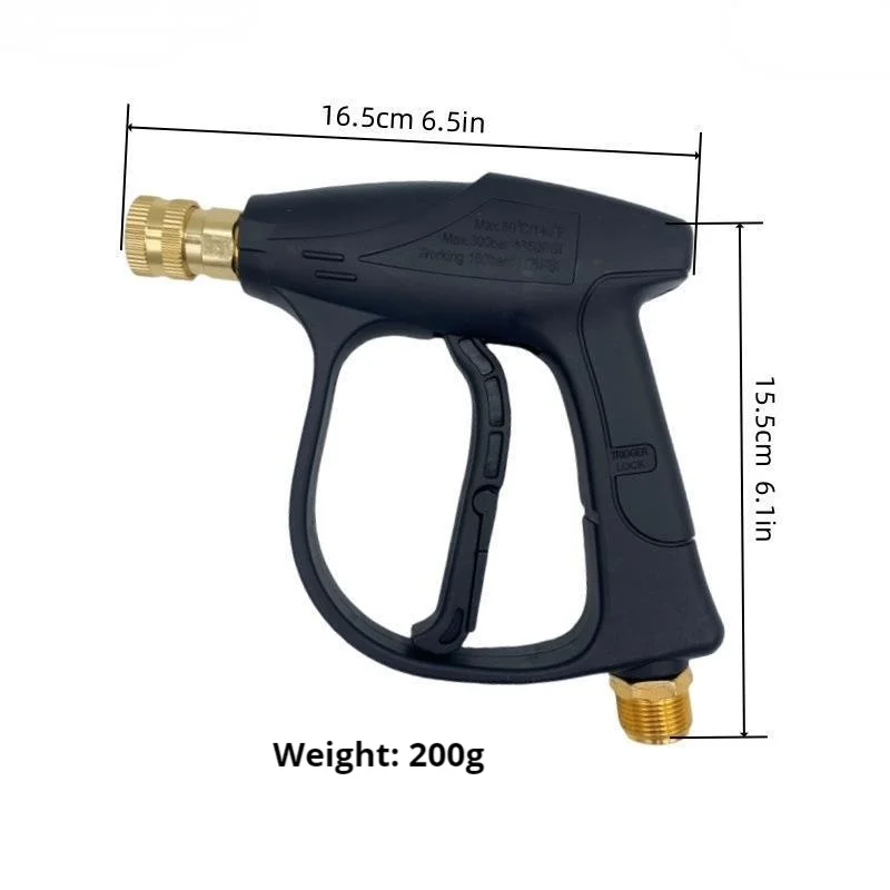 Hogedrukreinigerpistool met korte handgreep, enkel waterpistool, aluminiumlegering met 5 mondstukken en Karcher-adapter voor autowassen in de tuin