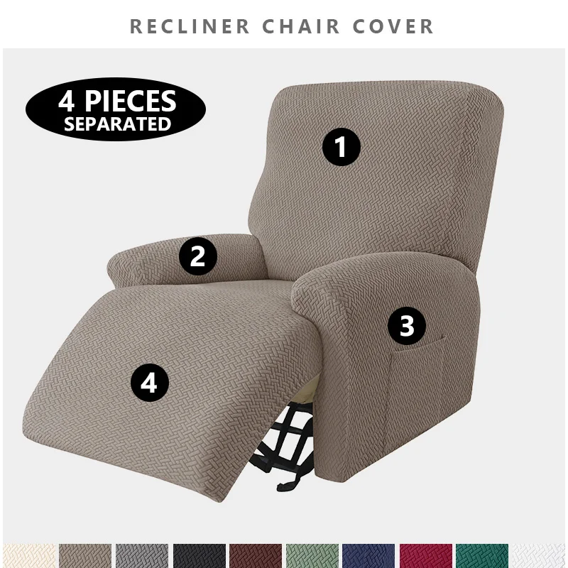 1Seater Jacquard Split Recliner Chair Cover Elastic Armchair Chair Cover Non-Slip Relax Single Sofa Slipcovers for Living Room