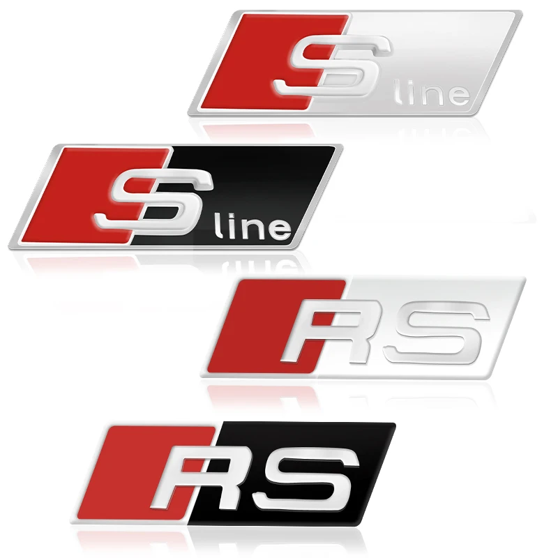 Emblema adhesivo para volante de coche de aleación, para Audi Sline RS A4 A3 A5 A6 A7 A8 Q3 Q5 Q7 Q8 B5 B6 B7 B8 B9 Q7 8P 8V, accesorios para coche