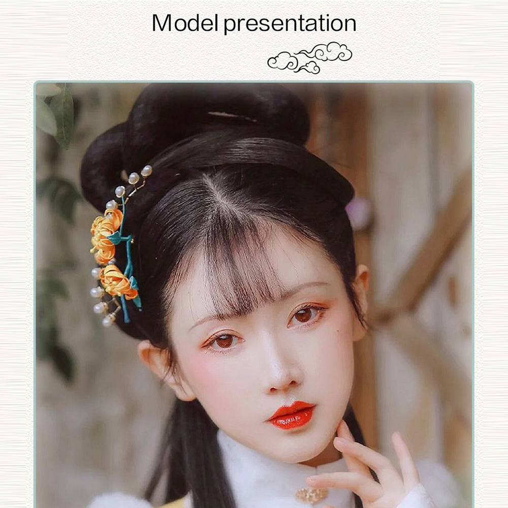 Hanfu วิกผมชิ้นข้าวโพดหนวดทรงผม one piece hair extension ไม่ผูกปมผมยาวตรงชิ้นทรงผมโบราณสําหรับผู้หญิง