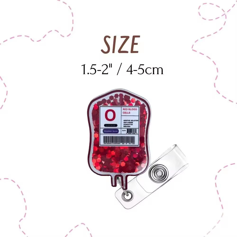 流砂血液型バッジリール、格納式バッジホルダー、看護師、医師、ID、ID、仕事、カードホルダー、クリップ、事務用品