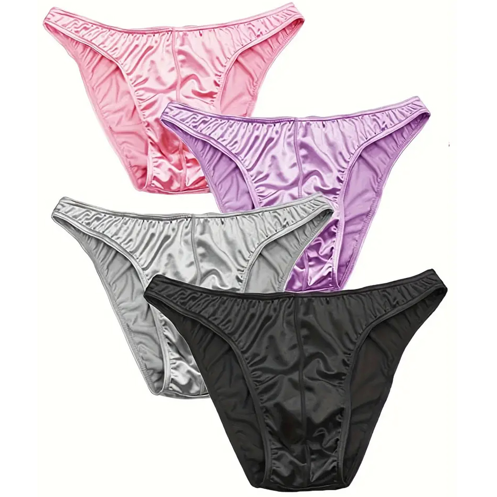 กางเกงชั้นในผู้ชายคู่ชุดชั้นในผู้ชายขนาดใหญ่กางเกงเกย์เซ็กซี่กางเกงขาสั้นคุณภาพสูงกางเกงซาติน Silky Multicolor