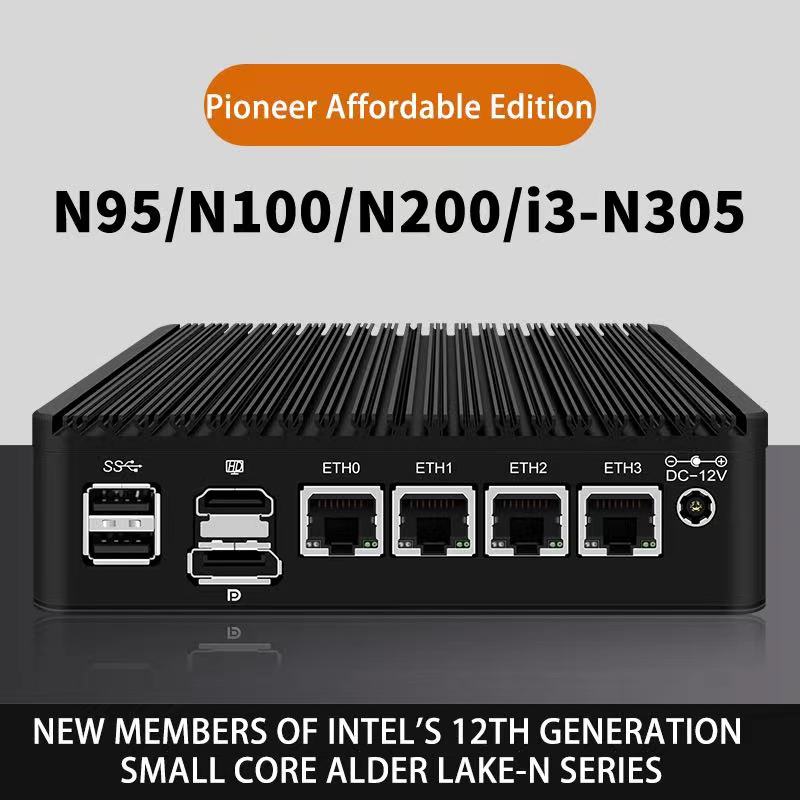 CWWK 12a geração firewall roteador intel i3 n305 n200 n100 mini pc 4xi226-v 2.5g proxmox host fanless computador industrial