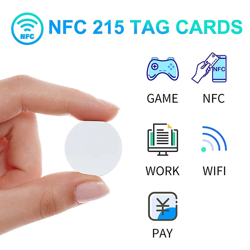 5YOA Rodada 50/100pcs NTAG215 Etiquetas de Moeda NFC 13.56MHz Ntag215 Etiqueta de Cartão Branco/Preto Etiquetas Ultraleve RFID 25mm de Diâmetro