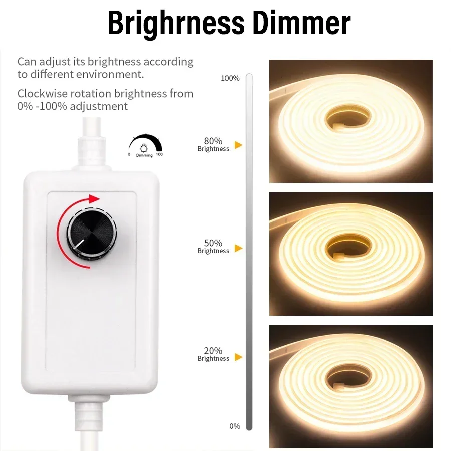 COB LED Neon Strip Light 220V EU Plug หรี่แสงได้/สวิทช์ RA90 360 LEDs/m High Lumen กันน้ําห้องครัวตู้เสื้อผ้า Backlight