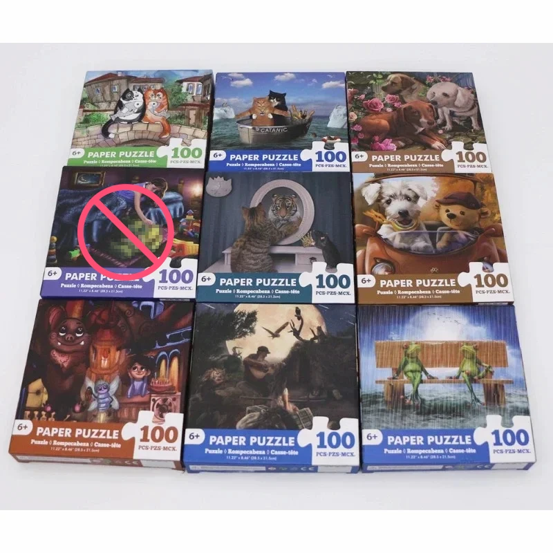 Paper Jigsaw Puzzle para adultos e crianças, alívio do estresse, brinquedos de entretenimento educativo, presente de Natal, 100 unid, 28,5*21,5 cm