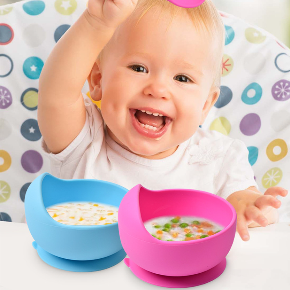 Cuencos de silicona de grado alimenticio para bebés con succión, cuenco de comida de silicona para mantenerse, tazones para niños pequeños, tazón para mezclar mascarilla facial, 1 ud.