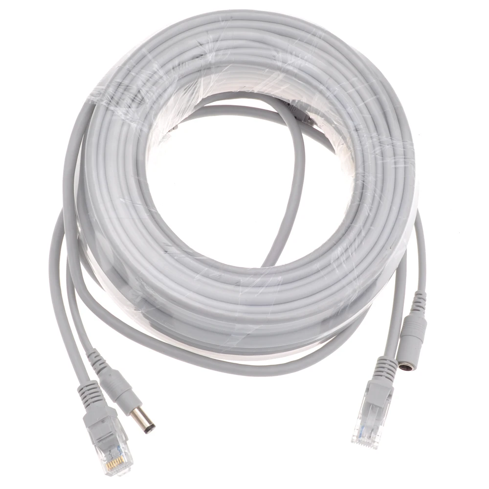 Gadinan สายเคเบิลอีเทอร์เน็ต CAT5/CAT-5e, สาย RJ45 + DC สาย LAN เครือข่าย5M/10M/15M/20M/30M สำหรับระบบกล้อง IP และระบบ NVR