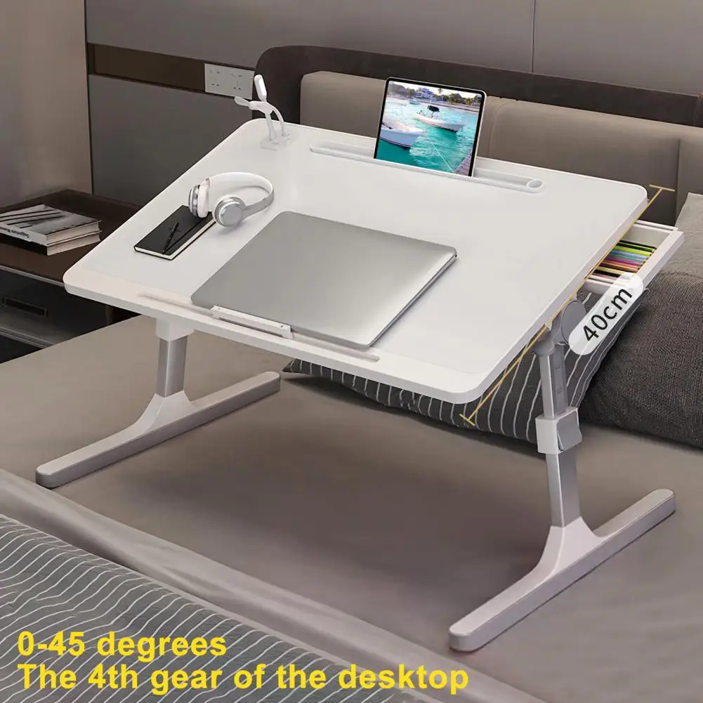 Laptop Bed Tray Table, Height Angle Adjustable Laptop Bed Stand, Portable Lap Desk with Foldable Legs, Foldable Lap Tablet Table