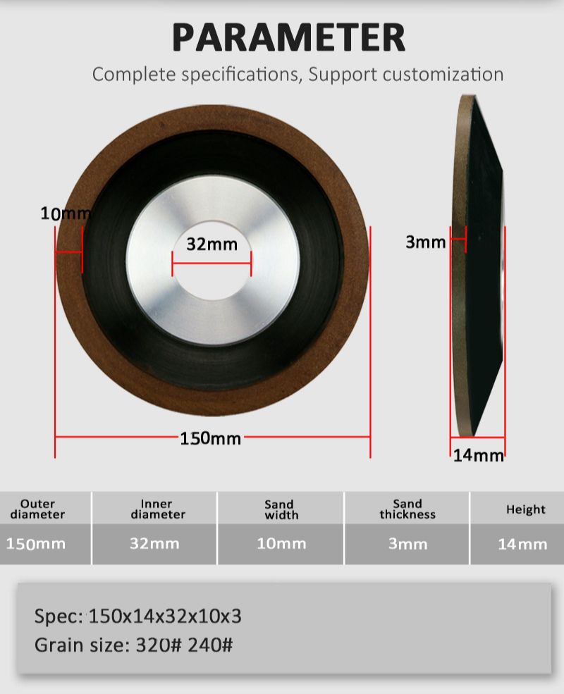 카바이드 밀링 커터 나이프 블레이드 도구 숫돌 수지 본드 스톤 용 150mm 다이아몬드 그라인딩 휠 디스크