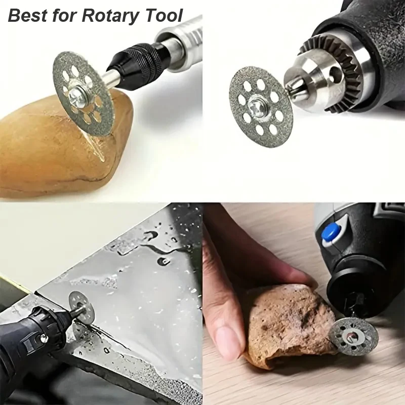 Rodas de disco de corte de diamante, lâmina de serra circular, ferramenta rotativa, mini mandril de broca, pedra de madeira, plástico, cortador afiado de vidro