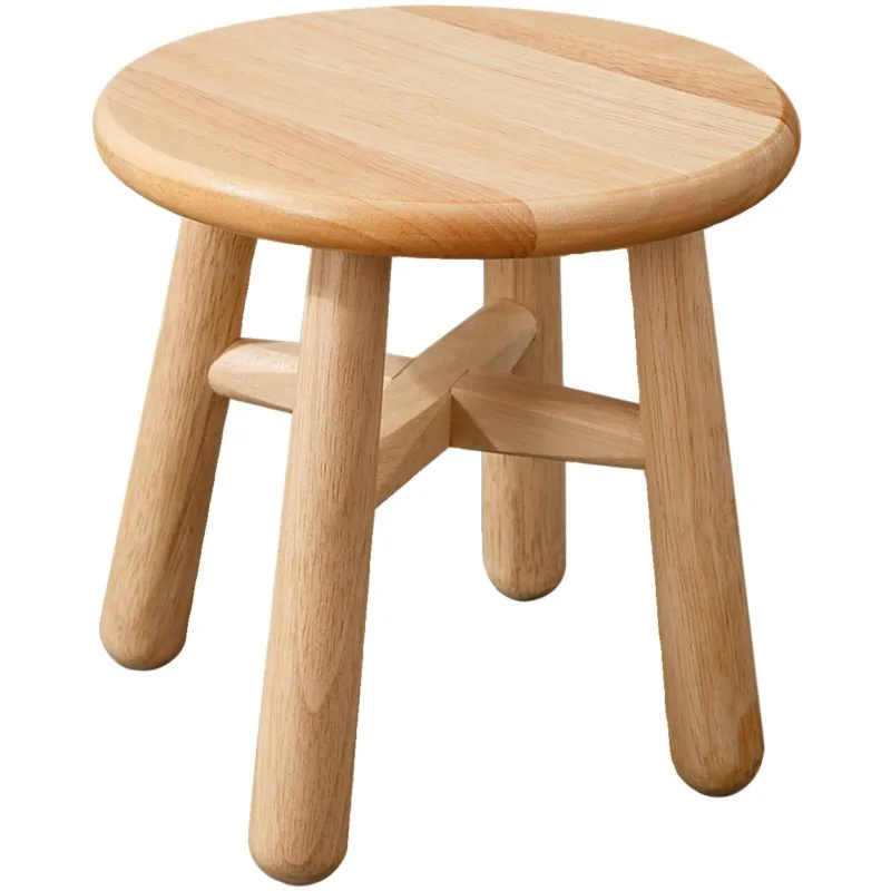Solid Wood Small Stool Log Simple Low Stool Children's Small Wooden Stool Home Small Bench Shoe Stool Coffee Table Round Stool