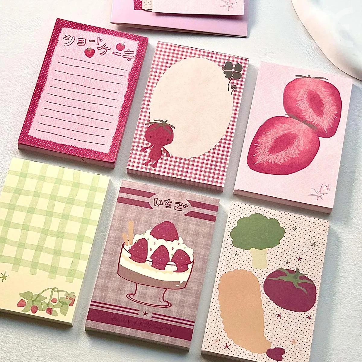 Strawberry Memo Pads Kawaii Korean Style M5 Scrapbook Paper Journal Ins Tomato Notepad Grid Base Paper Decor Supplies