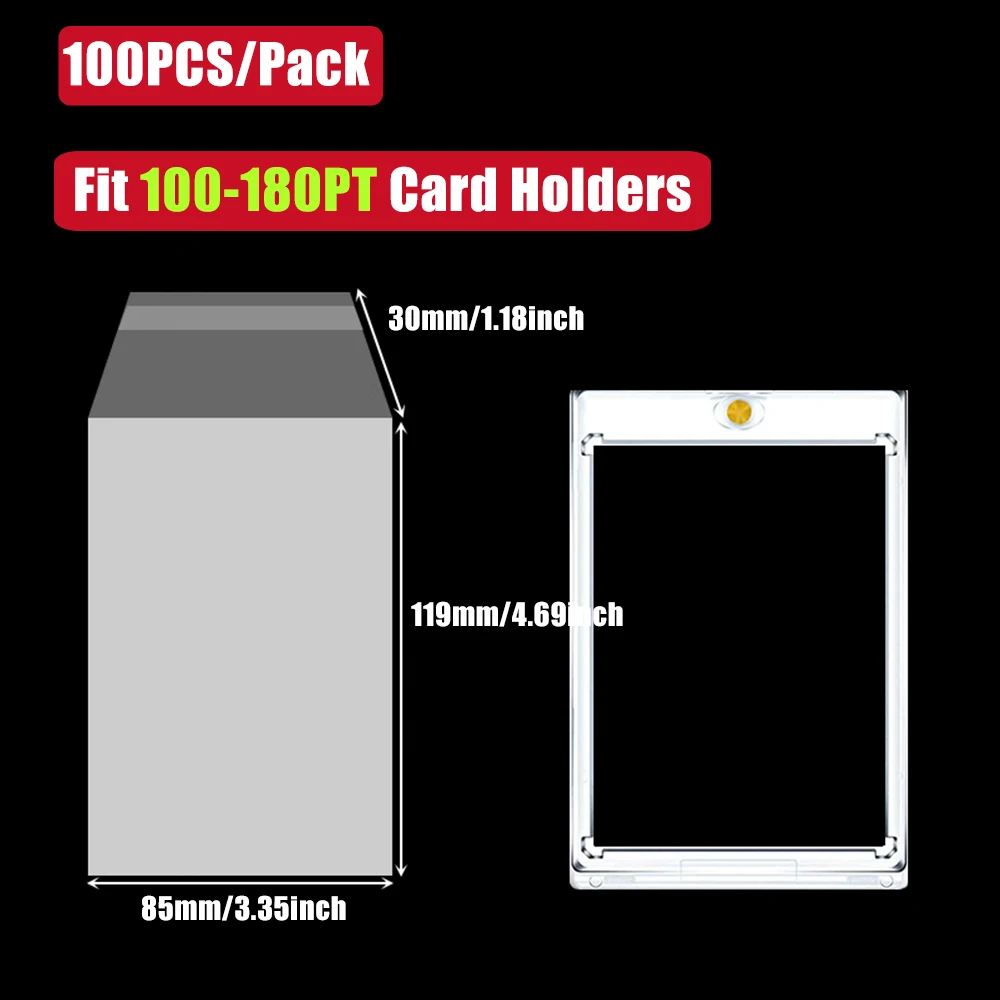 100 Stück Packung mit abgestuften Kartenhaltern, Hüllen, Taschen, passend für PSA/BGS/SGC/CGC abgestufte Karten, 35PT-180PT Kartenhalter Toploader