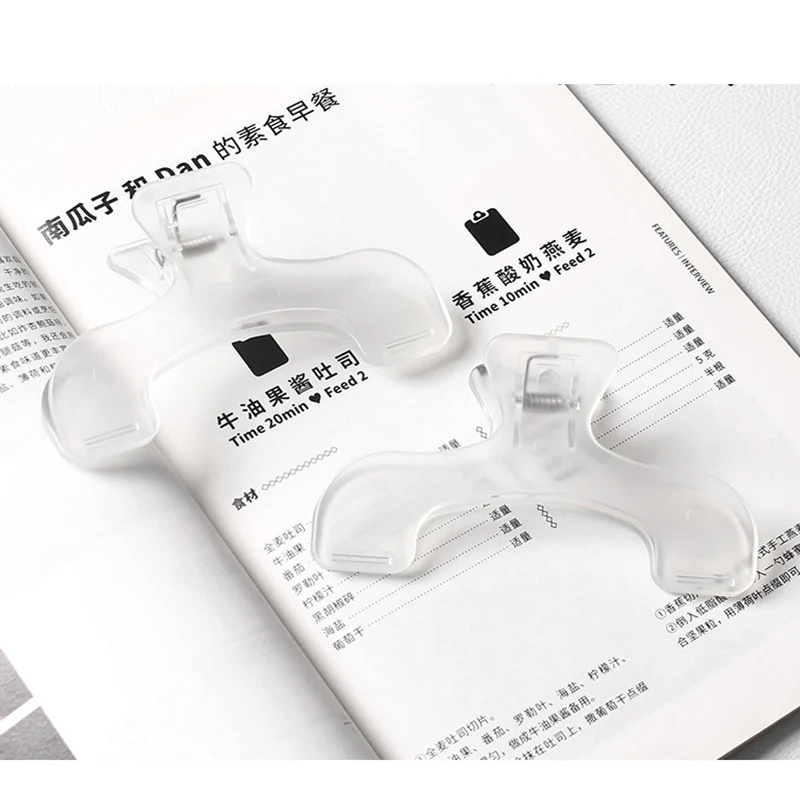 Clip de plástico acrílico transparente para libros, ayuda de lectura sencilla, soporte fijo para libros, práctico soporte para notas con diseño de nicho