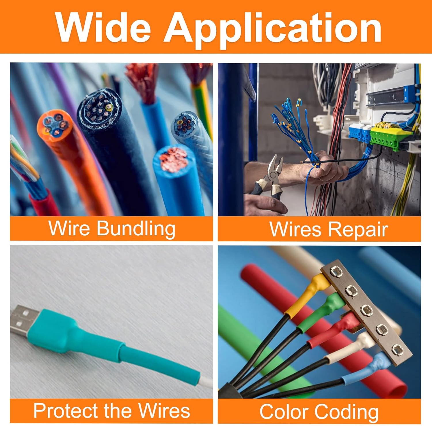 Kit di tubi termorestringenti da 580/560 pezzi Materiale EVA in 6 colori 11 dimensioni - Ideale per isolanti elettrici, riparazioni e collegamenti a cavi