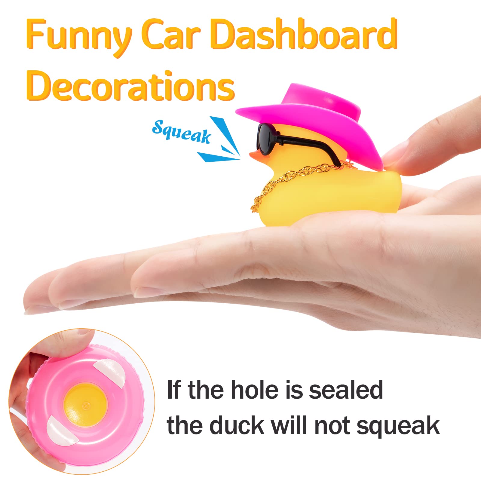 Car Rubber Duck Car Duck Decoration Dashboard Car Ornament for Car Dashboard Decoration Accessories with Mini Flower Hat Swim Ri