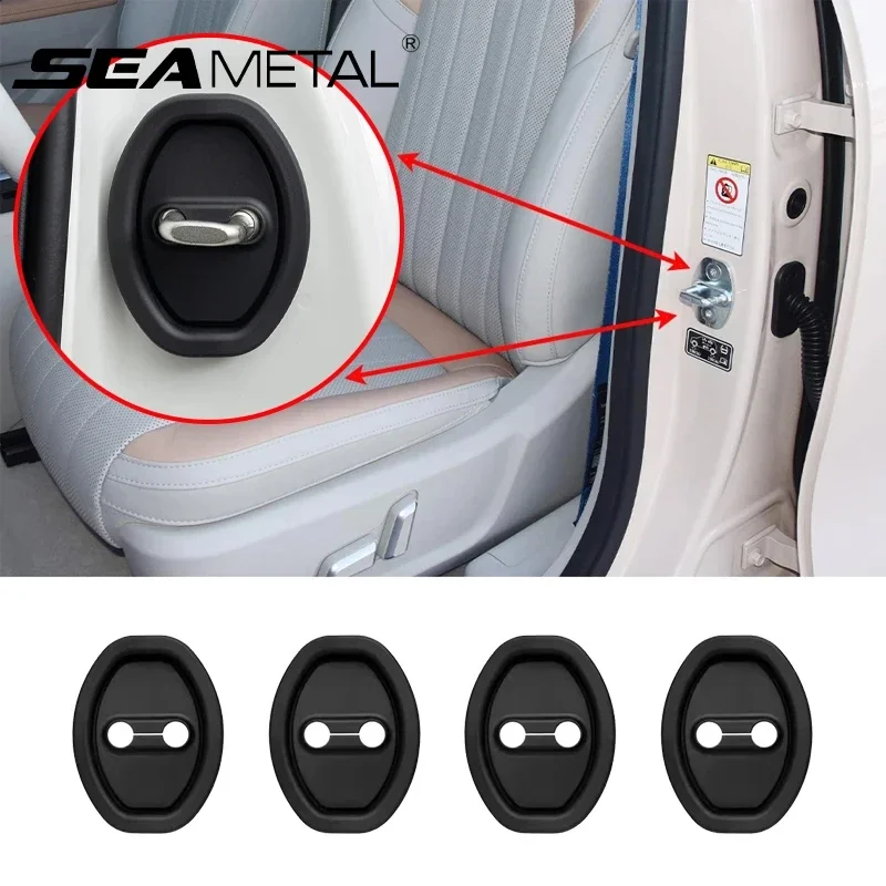SEAMETAL 4 Uds. Cubierta de protección de hebilla de cerradura de puerta de coche de silicona almohadilla elástica anticolisión absorbente de golpes cojín amortiguador silencioso