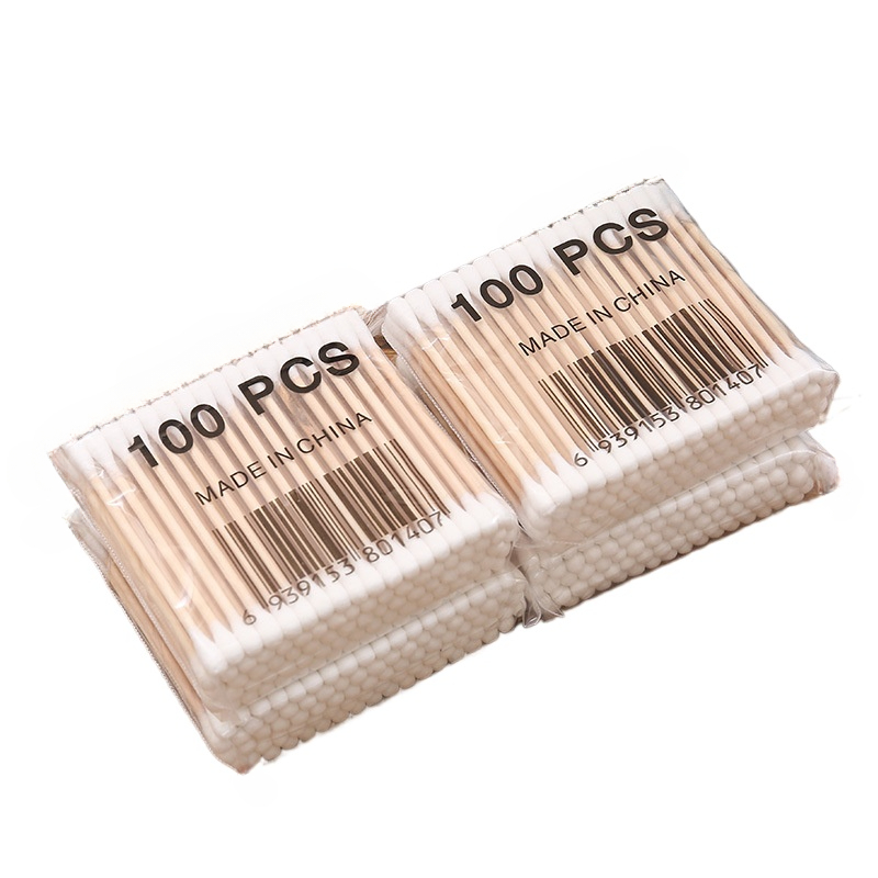 100 Stück/Beutel Baby Wattes täbchen Einweg Holz tupfer Wattes täbchen für Baby Gesundheitspflege Mädchen Make-up Tupfer zufällige Verpackung