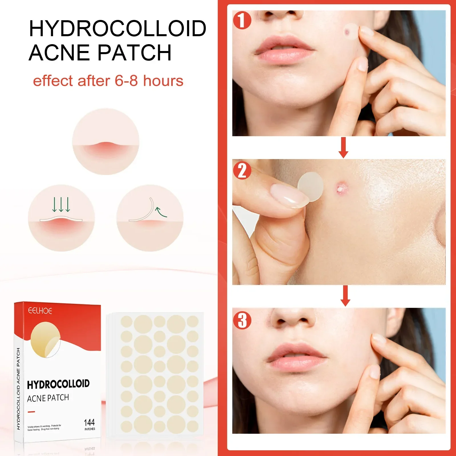 Hydrocolloid Acne Patch Facial Blemishes Pimple Marks Closed Acne Blemishes Cover Acne Pimple Repair Patch Invisible Acne Patch