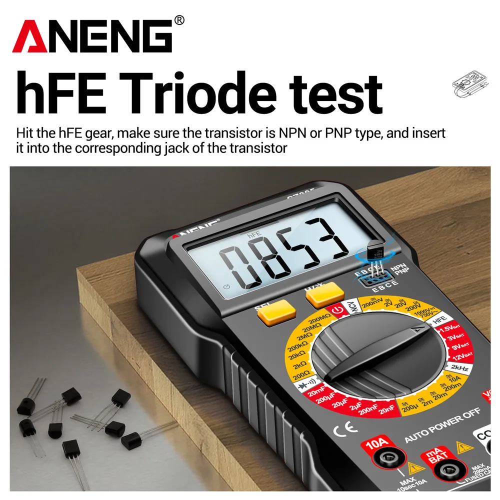 ANENG SZ305 Multimeter 1999, Zählung, professioneller AC/DC-Spannungsprüfer, Amperemeter, Kondensator, hFE, Triode, Hz, Detektor, Elektriker-Werkzeug
