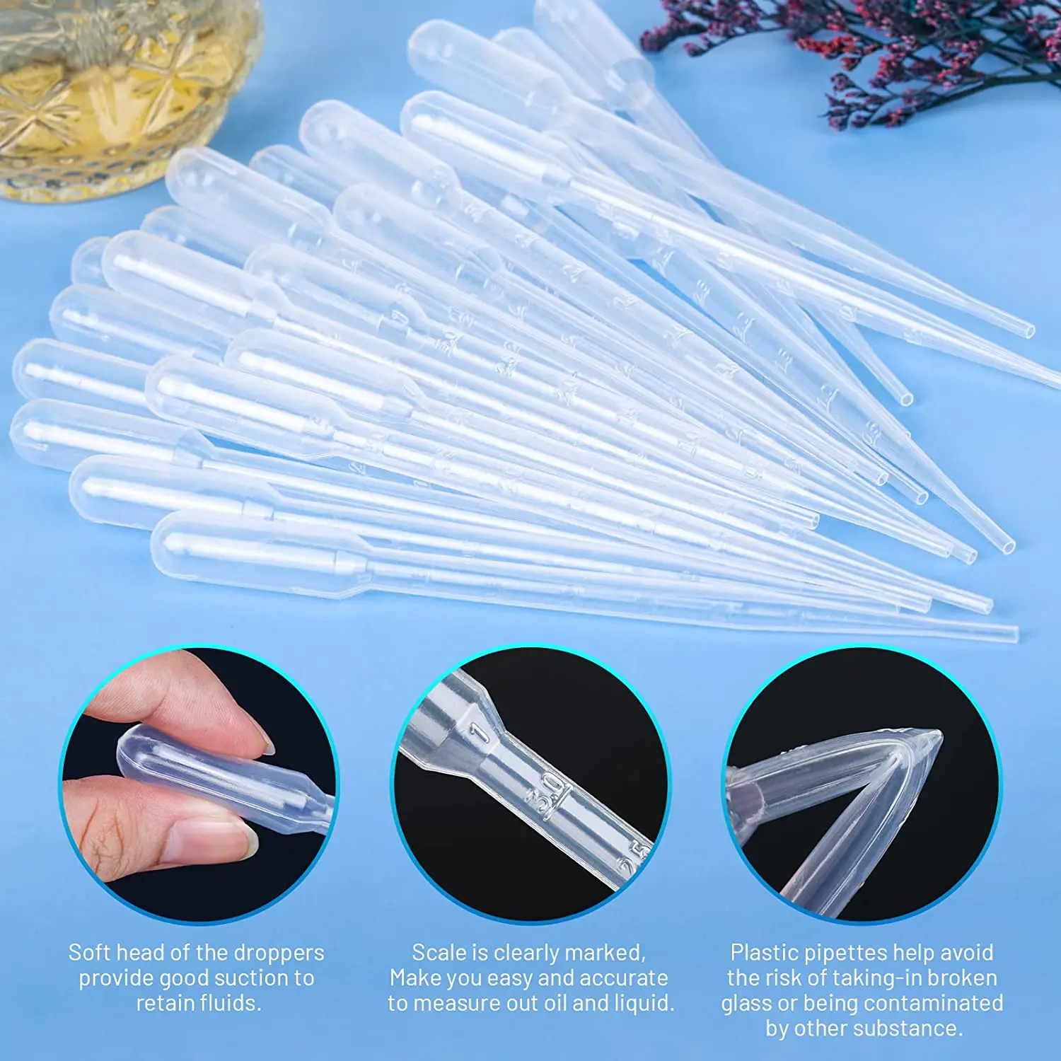 1/2/3/5ML 100 pezzi pratici pipette trasparenti contagocce in plastica usa e getta trasferimento pipette graduate materiale scolastico di laboratorio