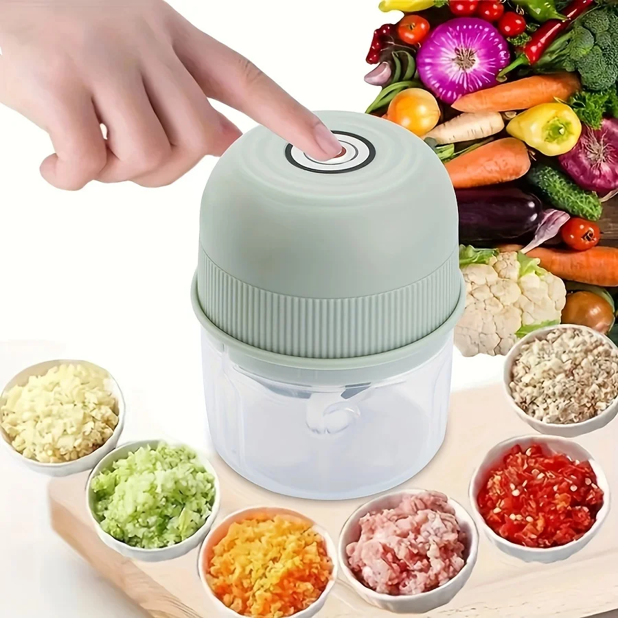 Mini picadora de ajo eléctrica de 250ml, picadora de carne USB, trituradora de ajo, trituradora de jengibre y verduras resistente con interruptor de seguridad,
