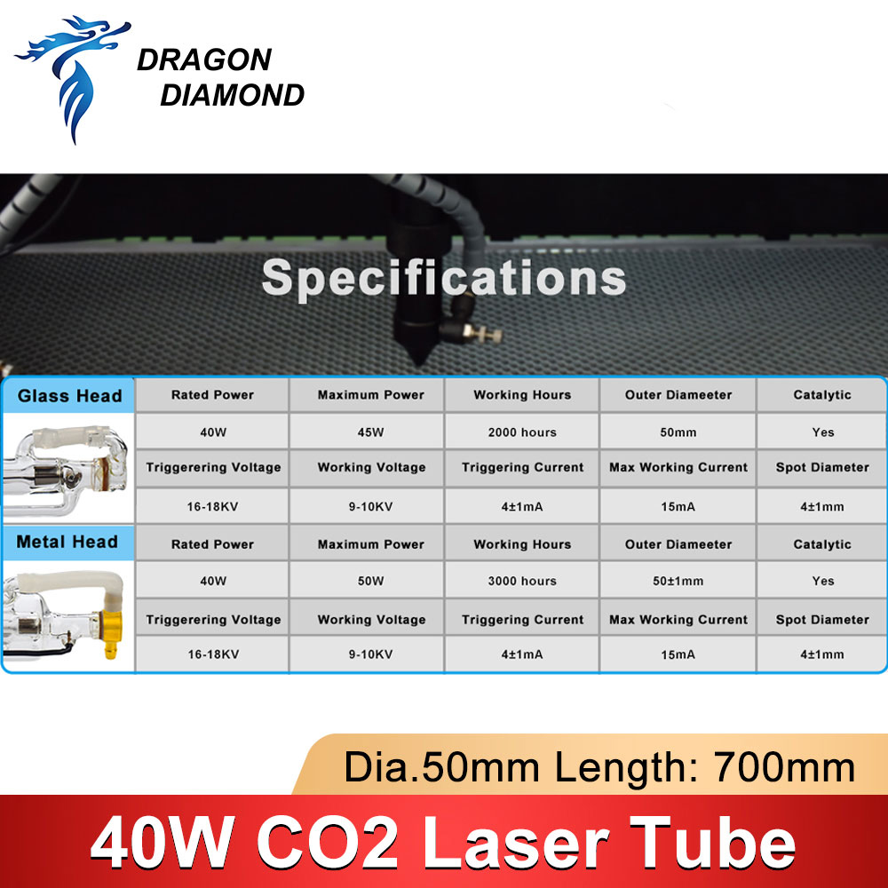 40W Co2 Laser Tube Length 700MM Glass Laser Lamp for Co2 Laser Engraving Cutting Machine K40 Series High Quality