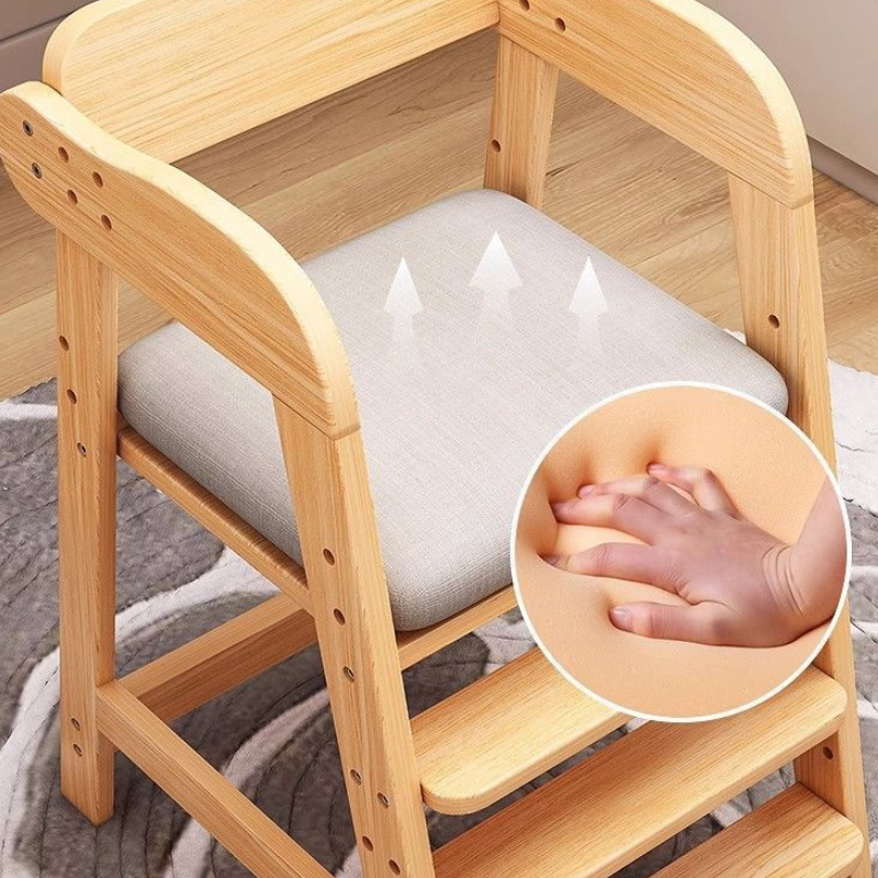 Adjustable Wooden High Chair for Babies, Convertible Feeding Seat with Multi-level Height Settings Practical and Beautiful